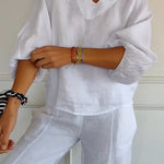 Lantern Sleeve Design Cotton and Linen Top (Buy 2 Free Shipping)