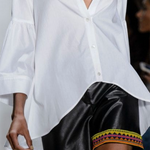 Flared Sleeves Long Sleeves Buttoned Solid Color Lapel Blouses&Shirts Tops