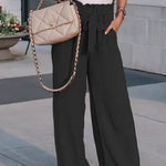 Loose solid color lace-up casual trousers