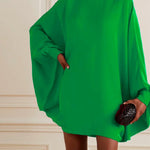 Simple Long Batwing Sleeves Solid Color Round-Neck Mini Dresses