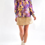 Personalized tie-dye V-neck long-sleeved button-down shirt