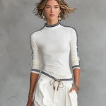 Women's Sports Half-high-neck Long-sleeved T-shirt Drawstring Wide-leg Pants Two-piece Set