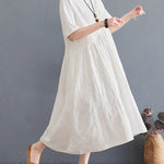 Cotton Blend Solid Color Irregularity Dress