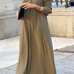Solid Color Lapel Long Sleeve Simple Casual Long Shirt Dress