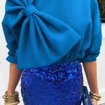 Solid Color Round Neck Long Sleeve Bow Loose Sweatshirts
