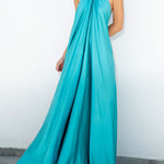A-Line Loose Backless Solid Color Tied Halter-Neck Maxi Dresses