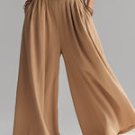 Women's Sand Woven Set With Sleeveless Turtleneck & Pleated Trousers, Modern Effortless-Chic Style Set