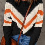 Chevron Casual Drop Shoulder Knit Sweater