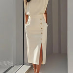 High Waisted Loose Split-Front Split-Joint Skirts