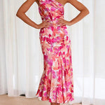 Margovil One Shoulder High Waist Mermaid Floral Cami Dress