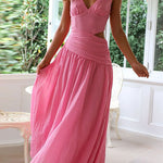 Margovil V Neck Sleeveless Cut Out Swing Maxi Dress