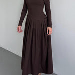 A-Line Bodycon Asymmetric Pleated Solid Color Split-Joint One-Shoulder Maxi Dresses