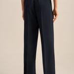 Timeless Pleated Wide-Leg Dense Silk Trousers