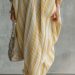 Loose And Casual Striped Matte Satin Maxi Dress