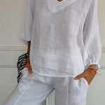 Lantern Sleeve Design Cotton and Linen Top (Buy 2 Free Shipping)