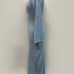 Hollow See-Through Smocked Solid Color Sun Protection Deep V-Neck Beach Cover-Up Maxi Dresses