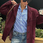 Suede loose-fitting suit jacket