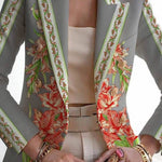 Art print double-breasted blazer