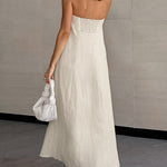 A-Line Loose Elasticity Pockets Solid Color Zipper Tube Maxi Dresses