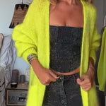 Bright Winter Day Knit Open Front Pocketed Mid-length Cardigan