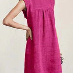 Casual Cap Sleeve Loose Solid Color Round-Neck Mini Dresses