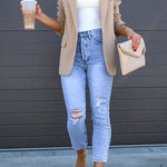 Margovil Classic Single Button Back Slit Pocketed Blazer
