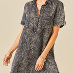 A-Line Loose Fringed Pleated Pockets Split-Joint Lapel Mini Dresses