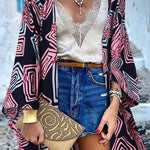 College Print Patchwork Cardigan Collar Outerwear