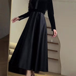 A-Line Long Sleeves Pleated Split-Joint Zipper Mock Neck Maxi Dresses