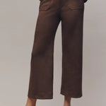 The Colette Crop Suede High-Rise Wide-Leg Pants by Maeve