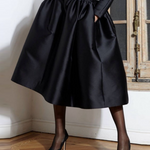 Long Sleeves Solid Color Round-Neck Midi Dresses