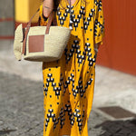 Yellow Loose V Neck Resort Dress