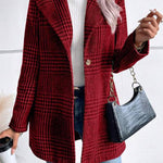 Style Collection Plaid Collared Neck Long Sleeve Jacket