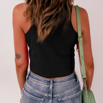 Ribbed Knit Basic Cropped Tank Top