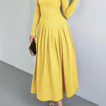 A-Line Bodycon Asymmetric Pleated Solid Color Split-Joint One-Shoulder Maxi Dresses