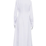 A-Line Flared Sleeves Buttoned Solid Color Split-Joint Split-Side Lapel Maxi Dresses Shirt Dress