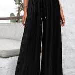 High Waist Casual Pants Drape Pleated Wide Leg Trousers