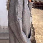 Solid Color Round Neck Long Sleeve Casual Zipper Pocket Knitted Jacket