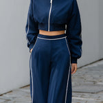 Navy Cropped Track Suit