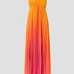 Spaghetti Strap Back Lace-up Gradient Pleated Maxi Dress