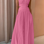 Margovil Mockneck Cut Out Waist Maxi Swing Dress