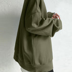 Casual Loose Solid Color Round-Neck Sweatshirt Top