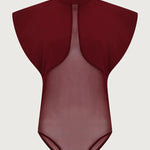 Vita Mesh Patchwork High Neck Wide Sleeve Bodysuit and High Rise Pocket Slit Pants Set