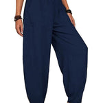 Casual Plain Loose Cotton Harem Pants