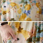 A-Line Loose Floral Printed Round-Neck Midi Dresses