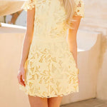Special Occasion Cutout Floral Lace High Neck Short Cape Sleeve Mini Dress