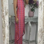 Retro Print Casual Split Top Two-Piece Set