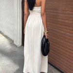 A-Line High Waisted Pleated Solid Color Split-Joint Tube Midi Dresses