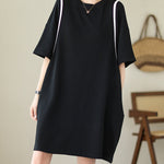 Loose Short Sleeves Split-Joint Round-Neck Mini Dresses