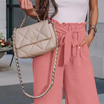 Loose solid color lace-up casual trousers